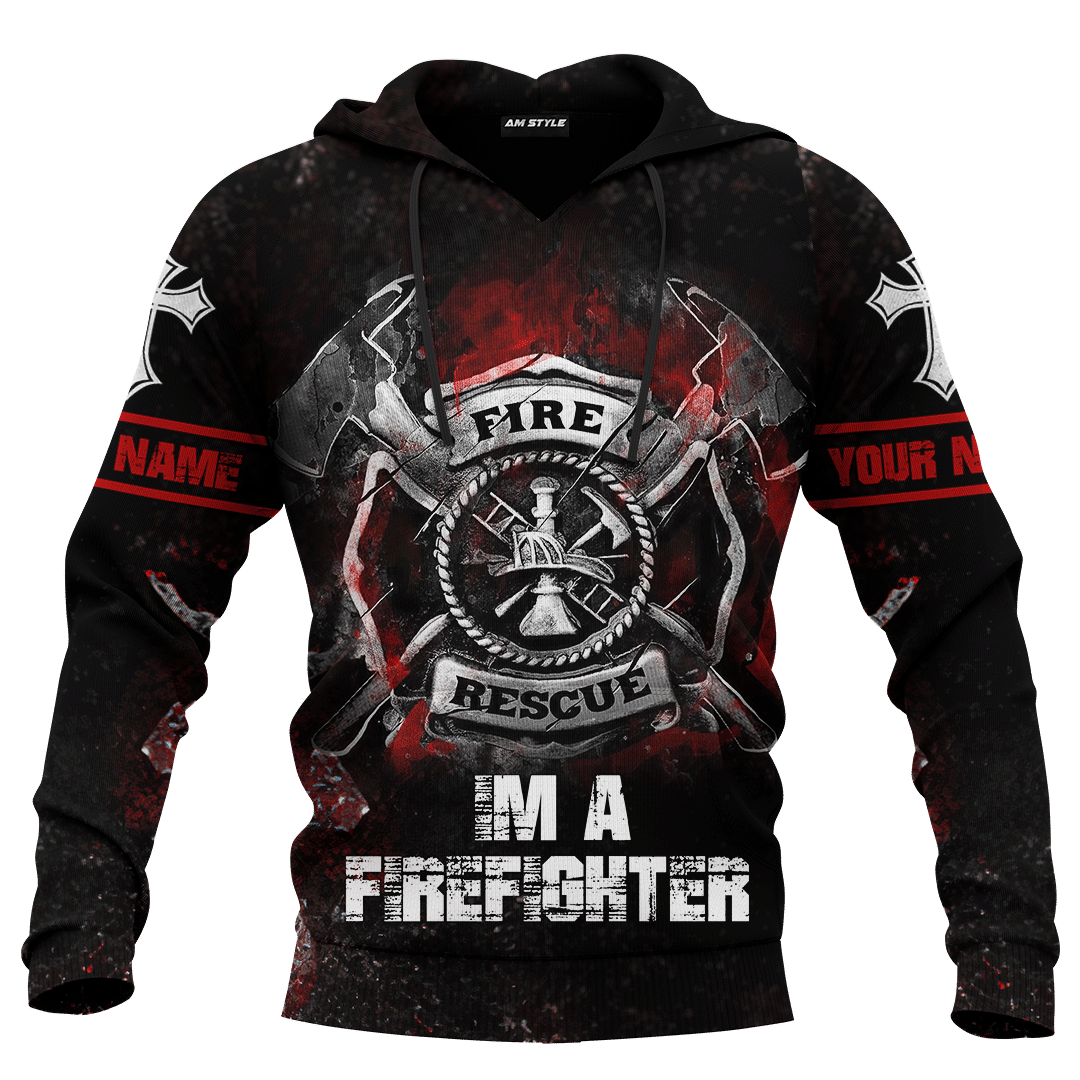 Jesus Firefighter IM A Firefighter Dad Customized 3D All Over Printed hoodie