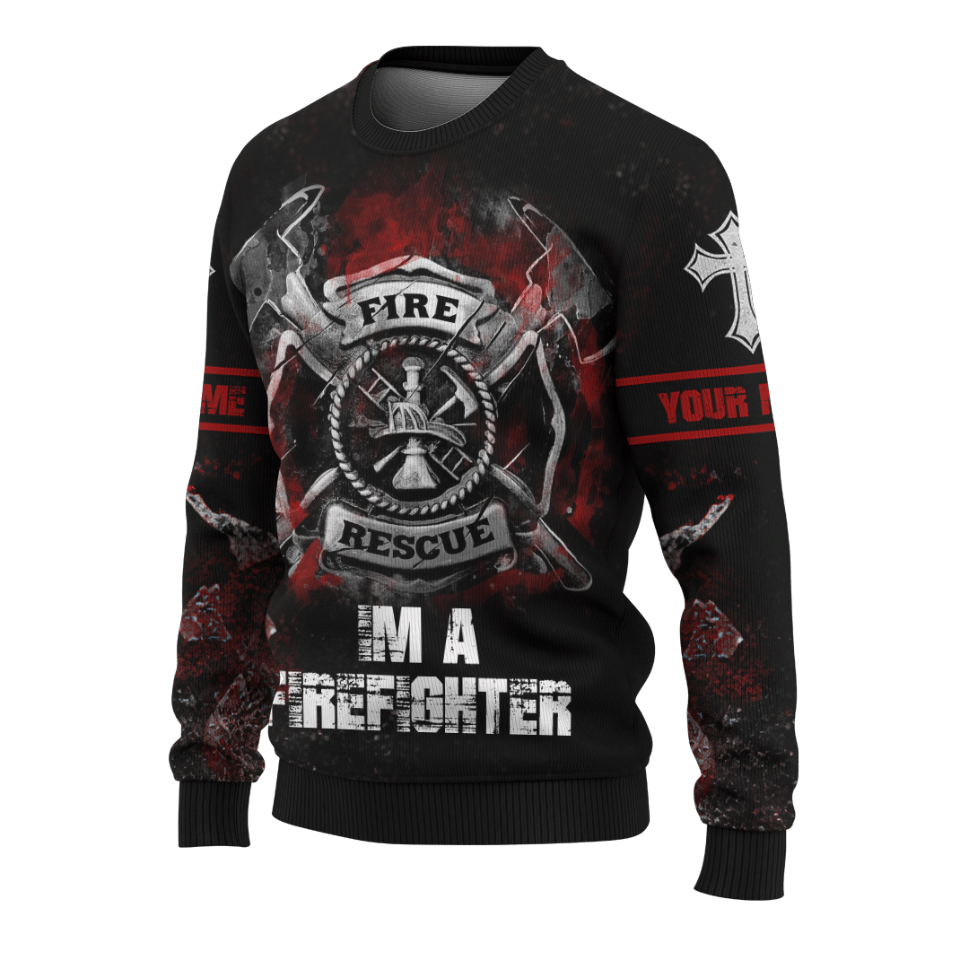 Jesus Firefighter IM A Firefighter Dad Customized 3D All Over Printed hoodie