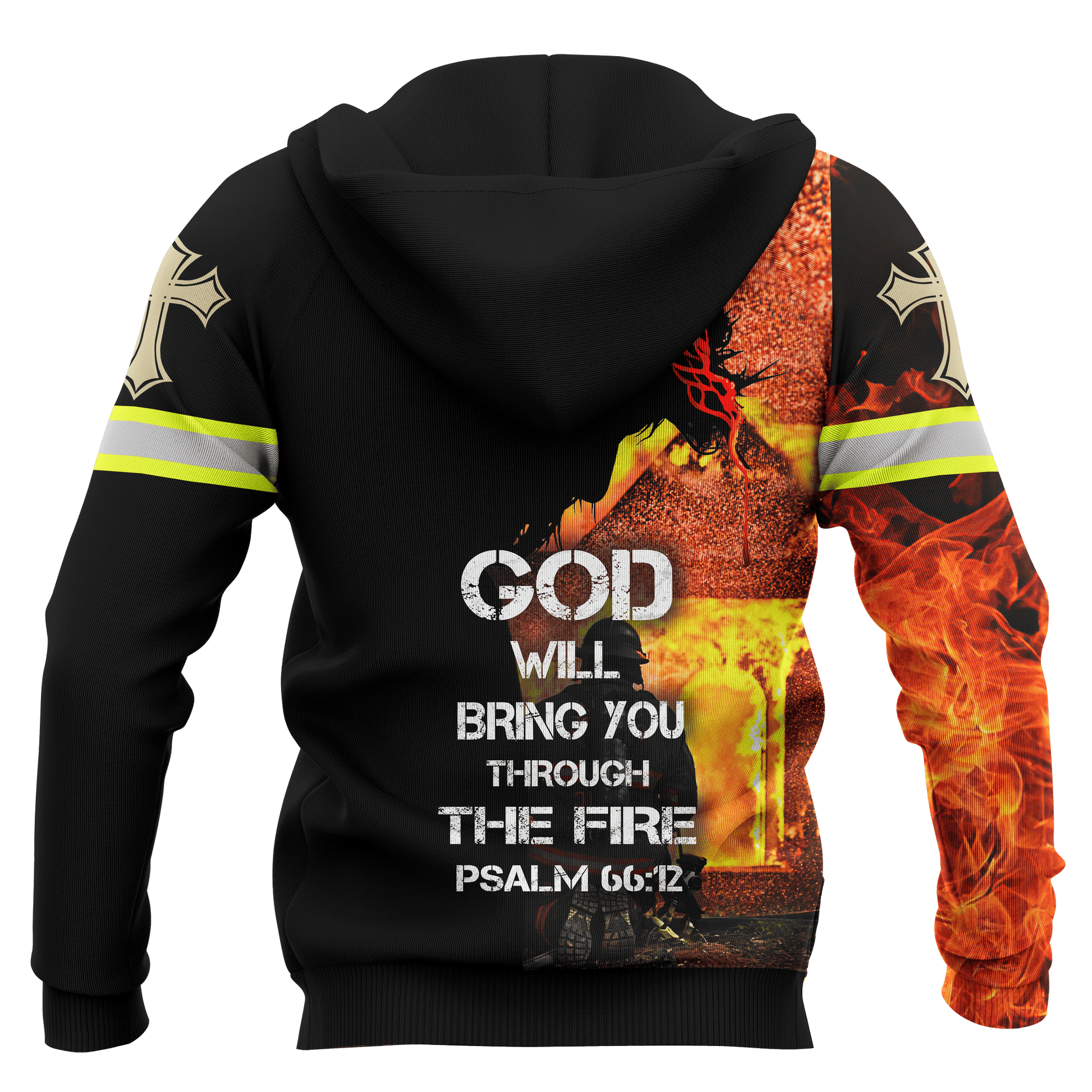 Jesus Firefighter God Will Bring You Through The Fire Customized 3D All Over Printed hoodie