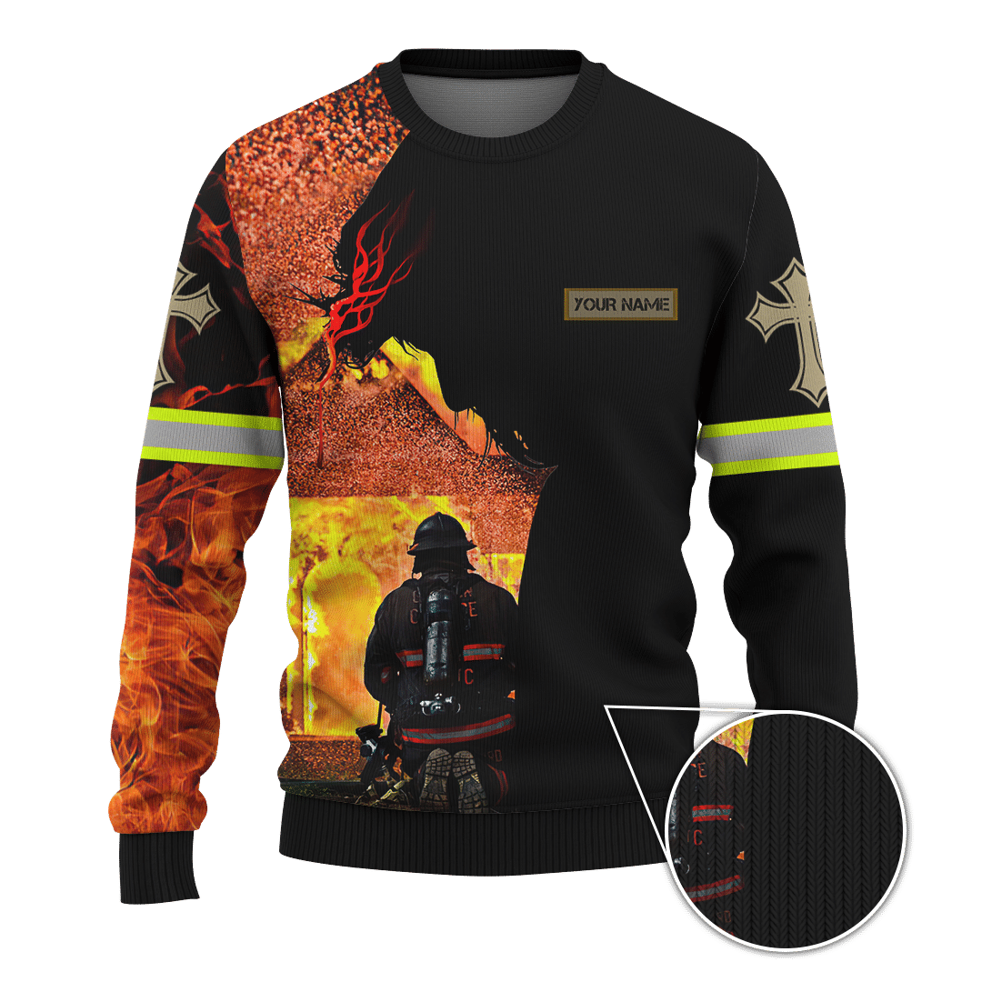 Jesus Firefighter God Will Bring You Through The Fire Customized 3D All Over Printed hoodie