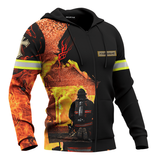 Jesus Firefighter God Will Bring You Through The Fire Customized 3D All Over Printed hoodie