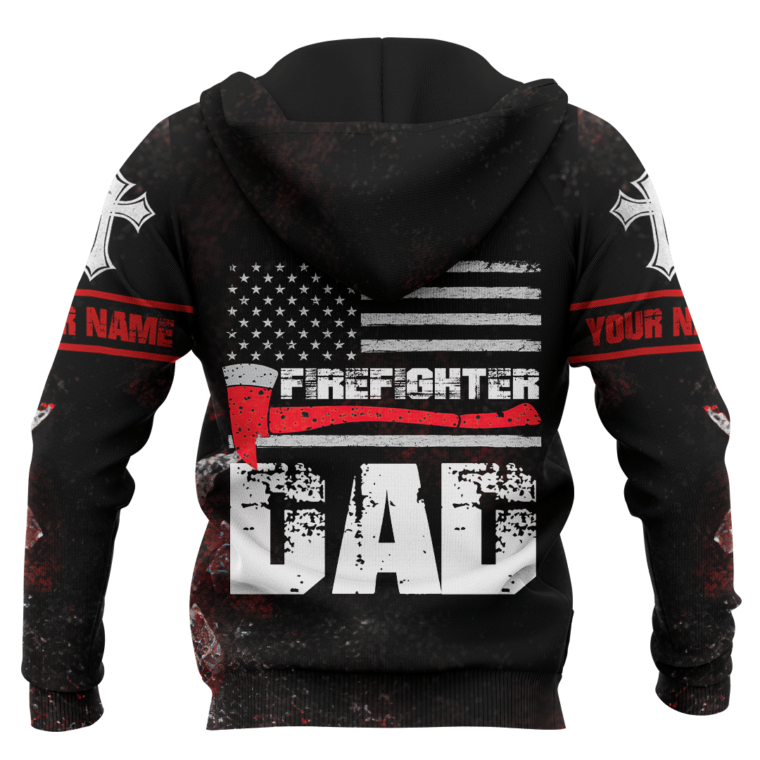 Jesus Firefighter IM A Firefighter Dad Customized 3D All Over Printed hoodie