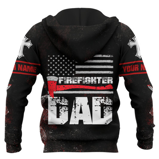 Jesus Firefighter IM A Firefighter Dad Customized 3D All Over Printed hoodie
