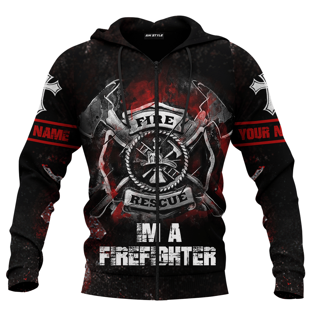 Jesus Firefighter IM A Firefighter Dad Customized 3D All Over Printed hoodie