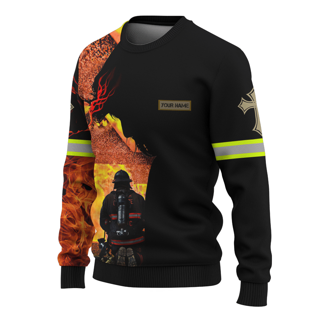 Jesus Firefighter God Will Bring You Through The Fire Customized 3D All Over Printed hoodie