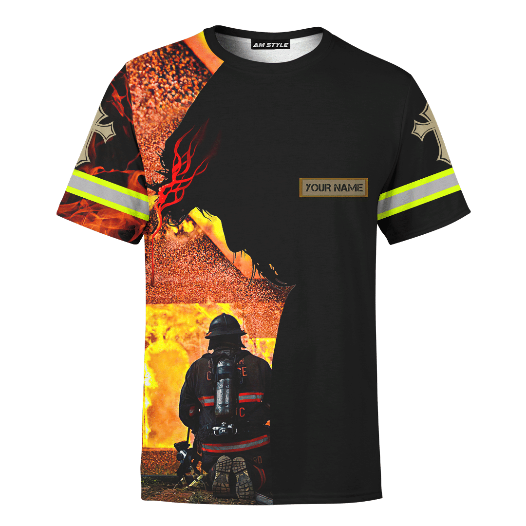Jesus Firefighter God Will Bring You Through The Fire Customized 3D All Over Printed hoodie
