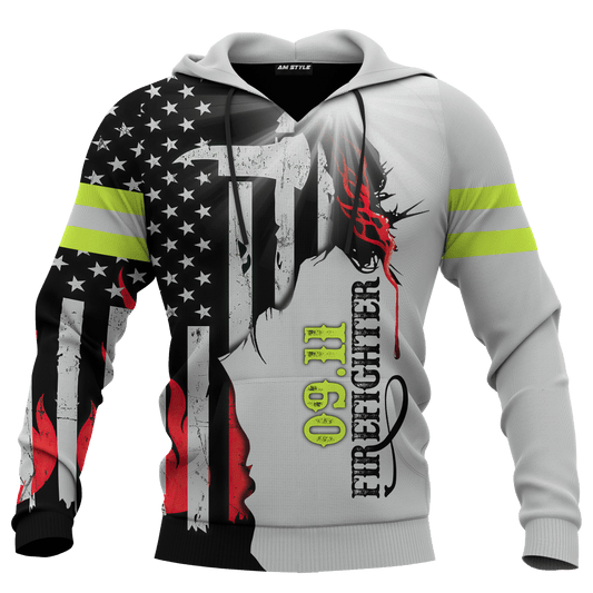 Jesus Firefighter First In Last Out Customized 3D All Over Printed hoodie