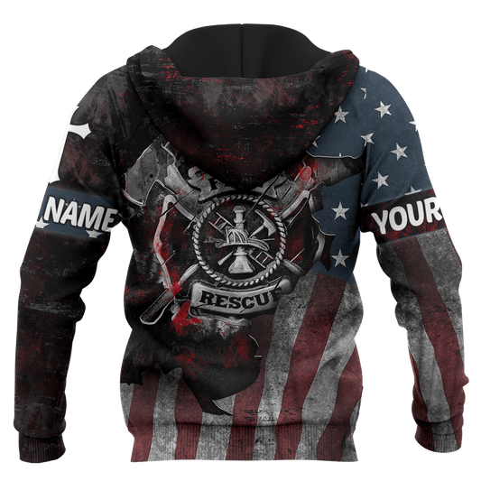 Jesus Firefighter American Flag Customized 3D All Over Printed Shirt