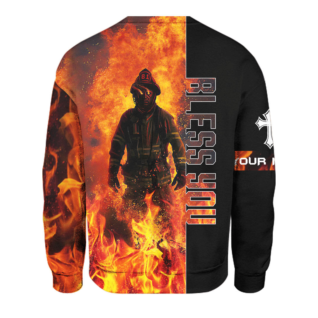 Jesus Firefighter God Bless Firefighter Customized 3D All Over Printed hoodie