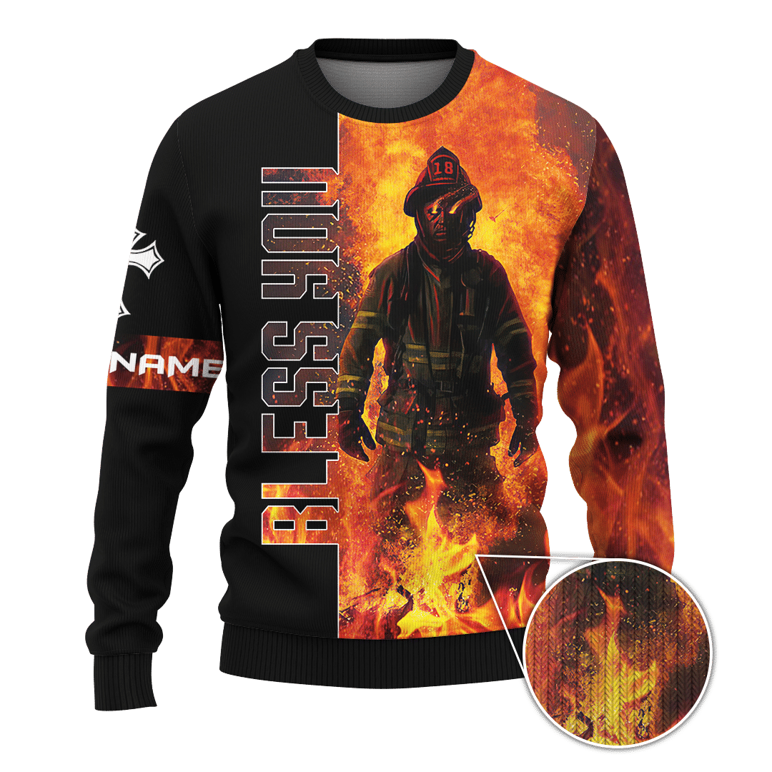 Jesus Firefighter God Bless Firefighter Customized 3D All Over Printed hoodie