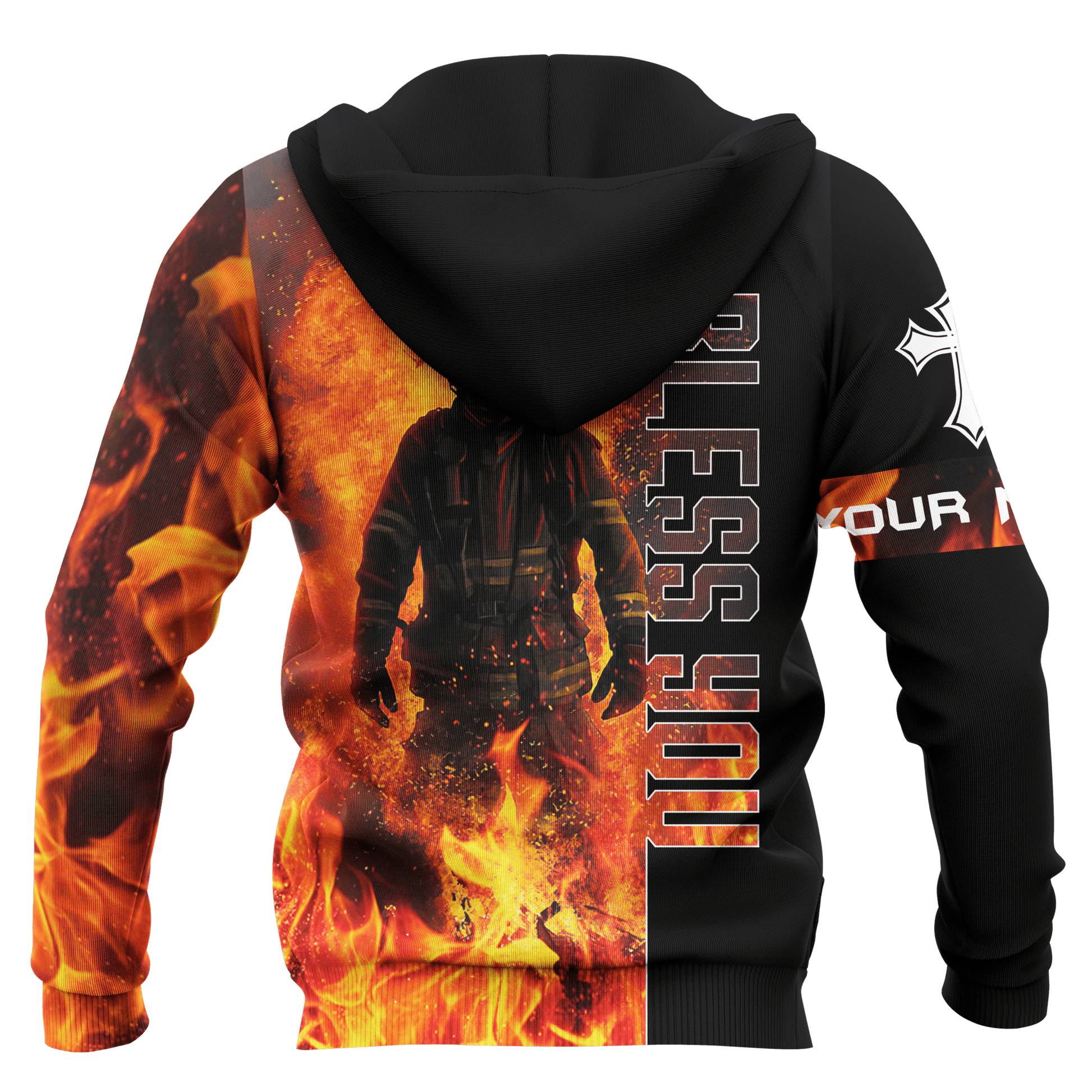 Jesus Firefighter God Bless Firefighter Customized 3D All Over Printed hoodie