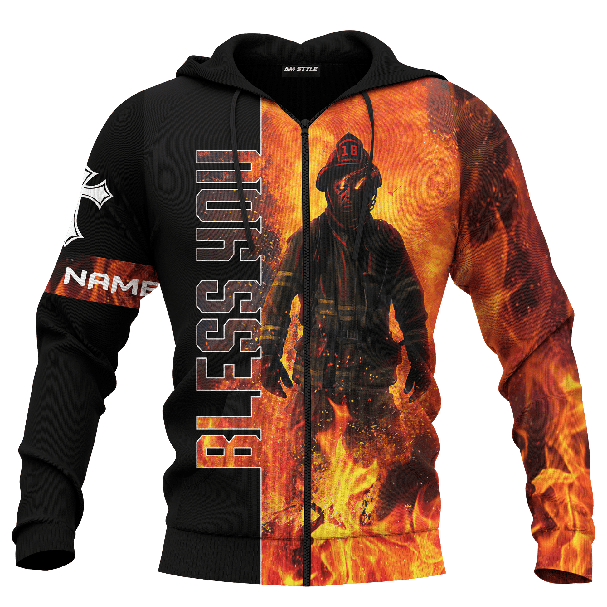 Jesus Firefighter God Bless Firefighter Customized 3D All Over Printed hoodie