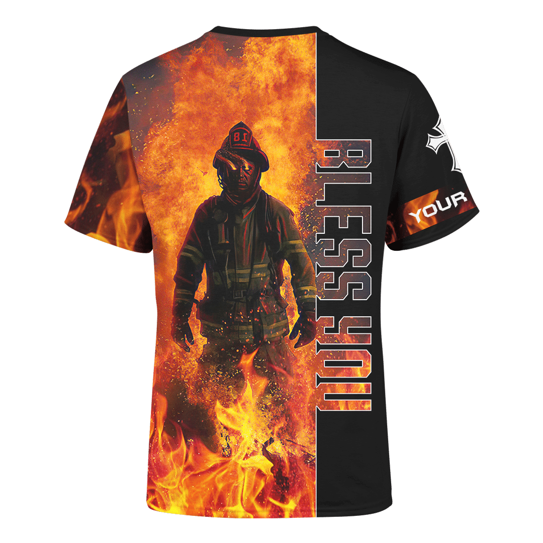 Jesus Firefighter God Bless Firefighter Customized 3D All Over Printed hoodie
