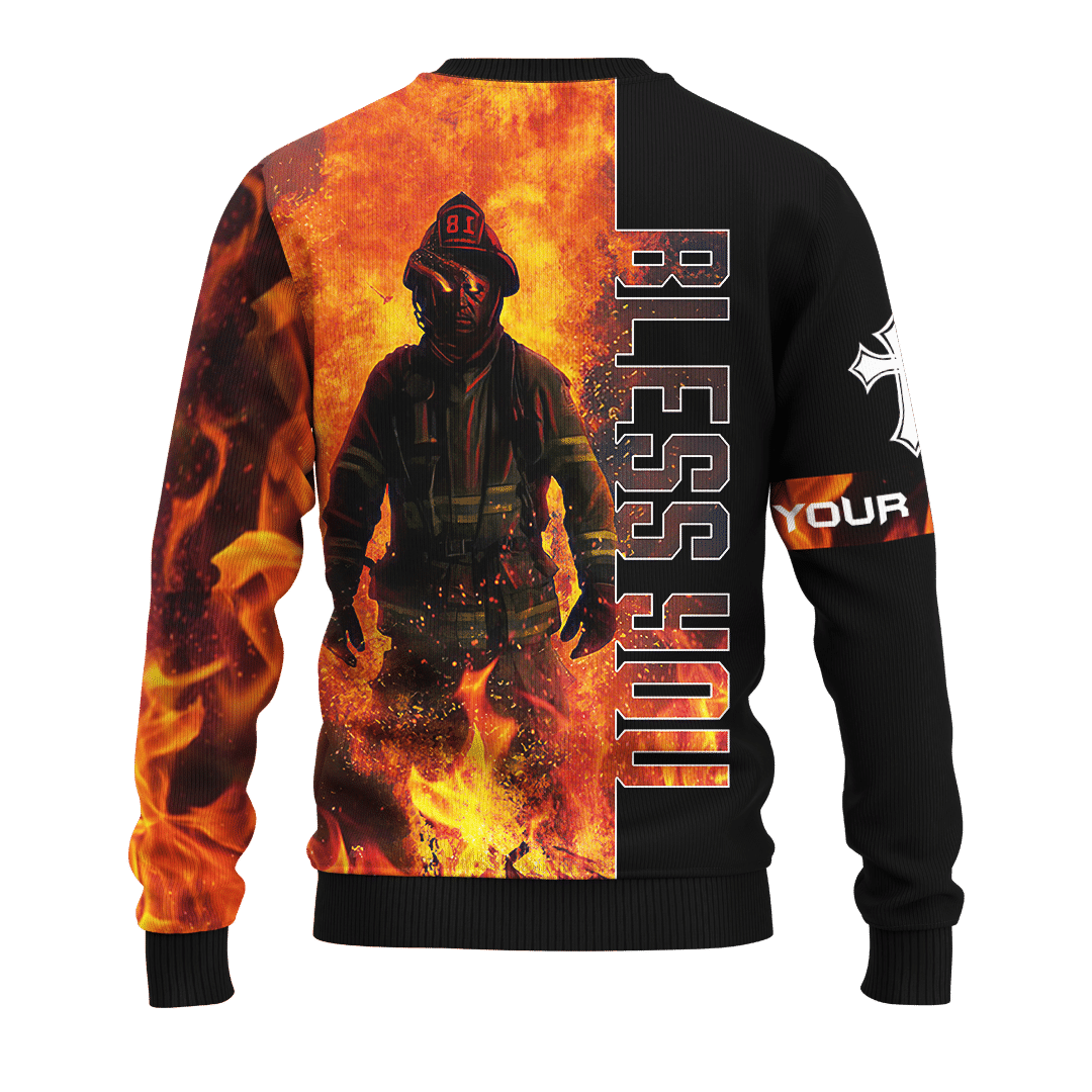 Jesus Firefighter God Bless Firefighter Customized 3D All Over Printed hoodie