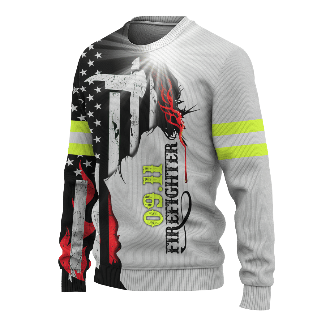 Jesus Firefighter First In Last Out Customized 3D All Over Printed hoodie