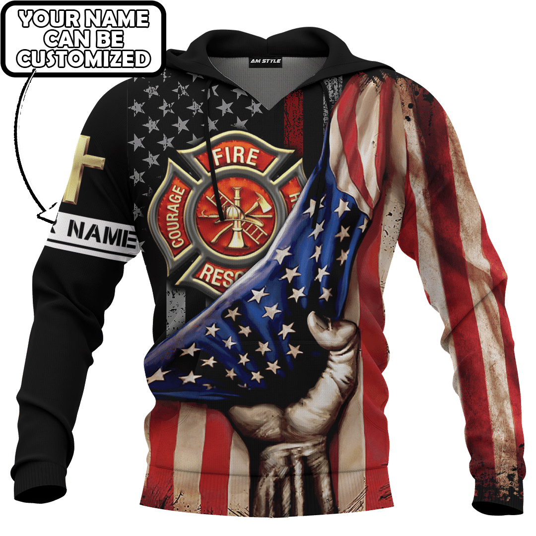God Will Bring You Through The Fire Jesus Firefighter Customized 3D All Over Printed hoodie