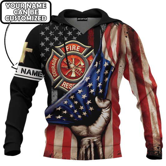 God Will Bring You Through The Fire Jesus Firefighter Customized 3D All Over Printed hoodie