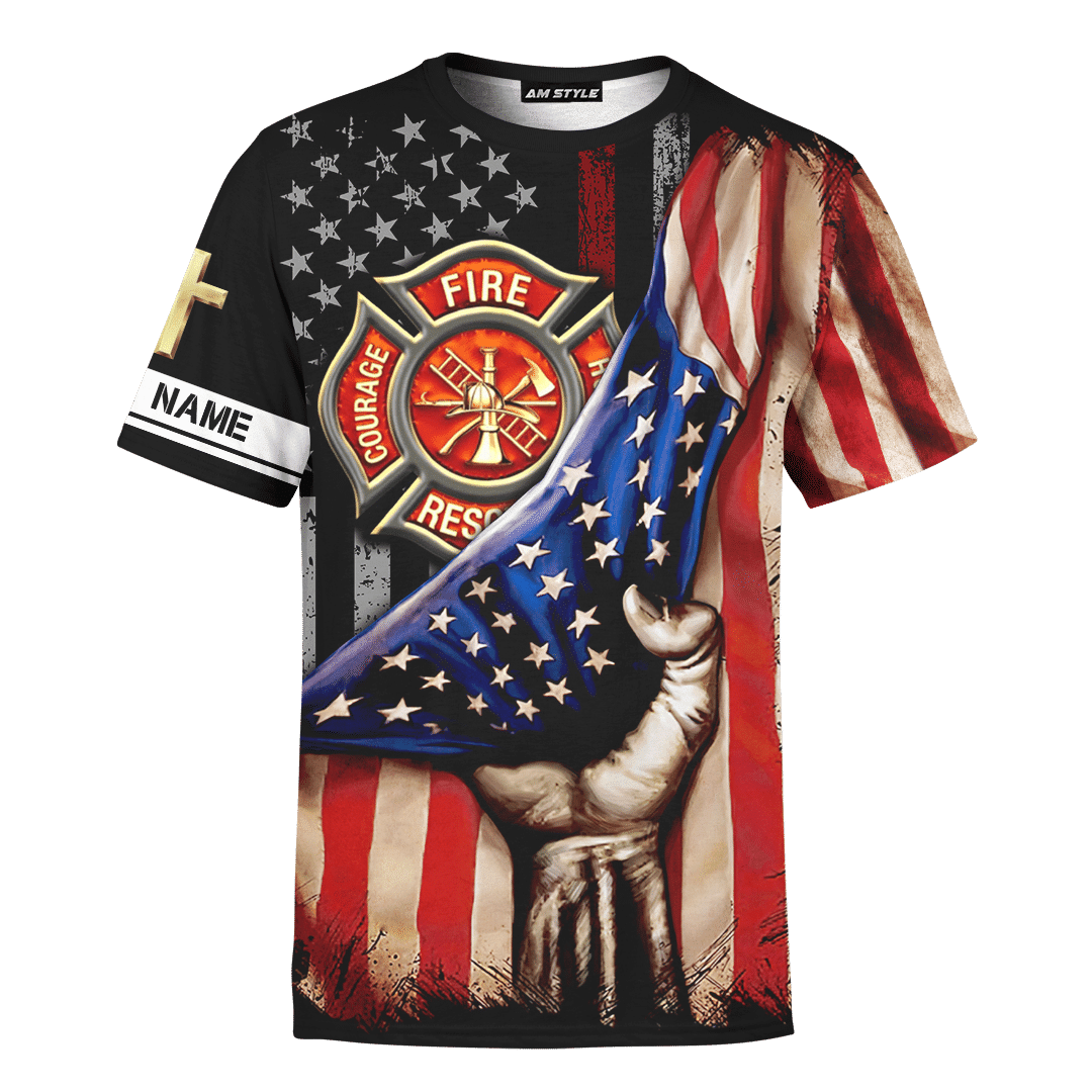 God Will Bring You Through The Fire Jesus Firefighter Customized 3D All Over Printed hoodie