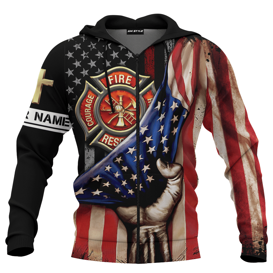 God Will Bring You Through The Fire Jesus Firefighter Customized 3D All Over Printed hoodie