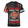 God Will Bring You Through The Fire Jesus Firefighter Customized 3D All Over Printed hoodie