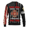 God Will Bring You Through The Fire Jesus Firefighter Customized 3D All Over Printed hoodie