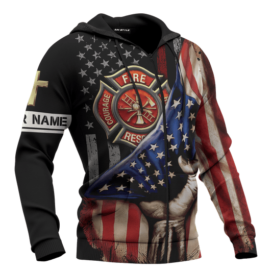 God Will Bring You Through The Fire Jesus Firefighter Customized 3D All Over Printed hoodie
