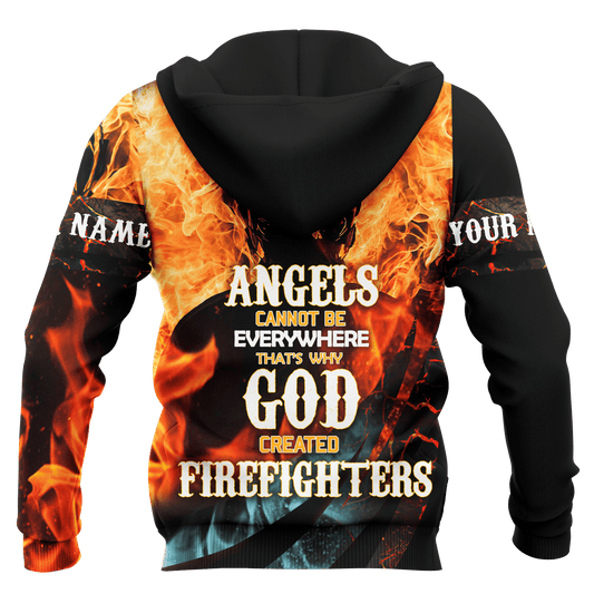Jesus Firefighter Angel Cannot Be Everywhere ThatS Why God Created Firefighter Customized 3D All Over Printed hoodie