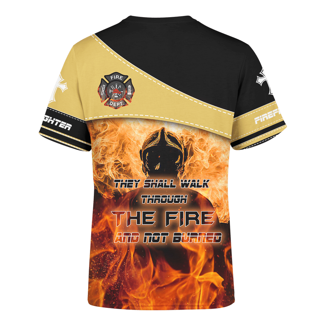 Jesus Firefighter They Shall Walk Through The Fire And Not Burned Customized 3D All Over Printed hoodie