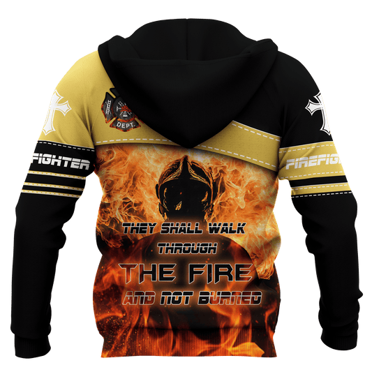 Jesus Firefighter They Shall Walk Through The Fire And Not Burned Customized 3D All Over Printed hoodie