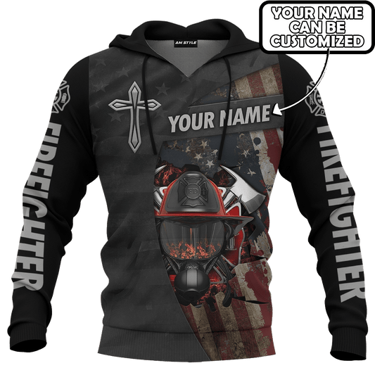 Jesus Firefighter IM A Firefighter I Am Not Allowed In Hell Satan Is Afraid I Put His Fire Out Customized 3D All Over Printed hoodie