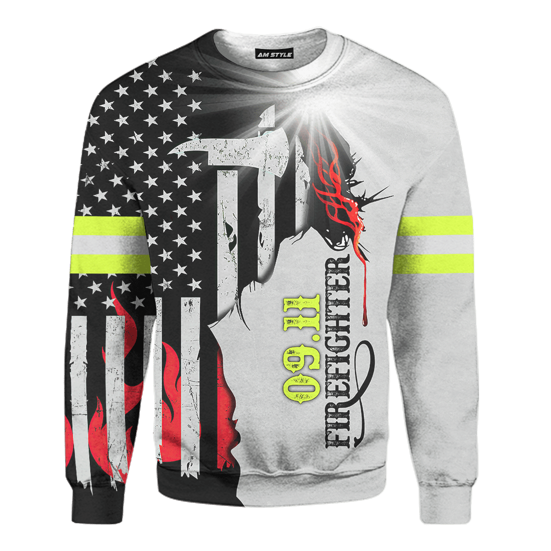 Jesus Firefighter First In Last Out Customized 3D All Over Printed Shirt Hoodie