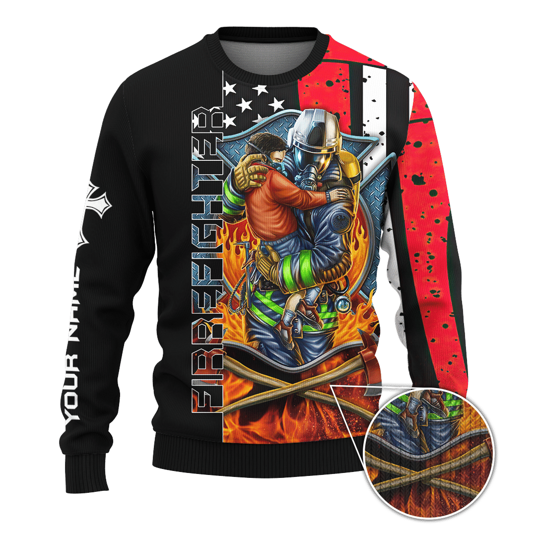 Jesus Firefighter Breathtaking Firefighter Customized 3D All Over Printed Shirt Hoodie