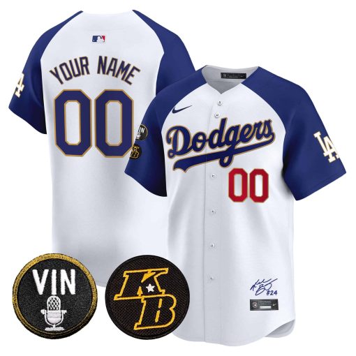 Dodgers Vin Patch & Kobe Bryant Signature Vapor Premier Limited Custom Jersey - All Stitched