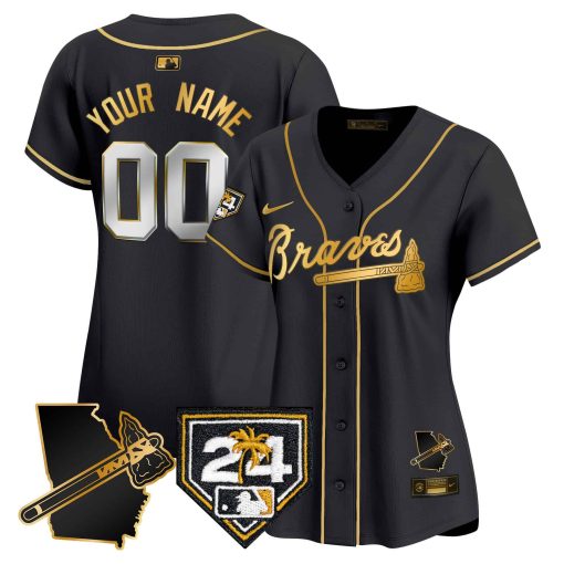 Atlanta Braves 2024 Spring Training & Georgia Patch Vapor Premier Elite Custom Jersey - All Stitched