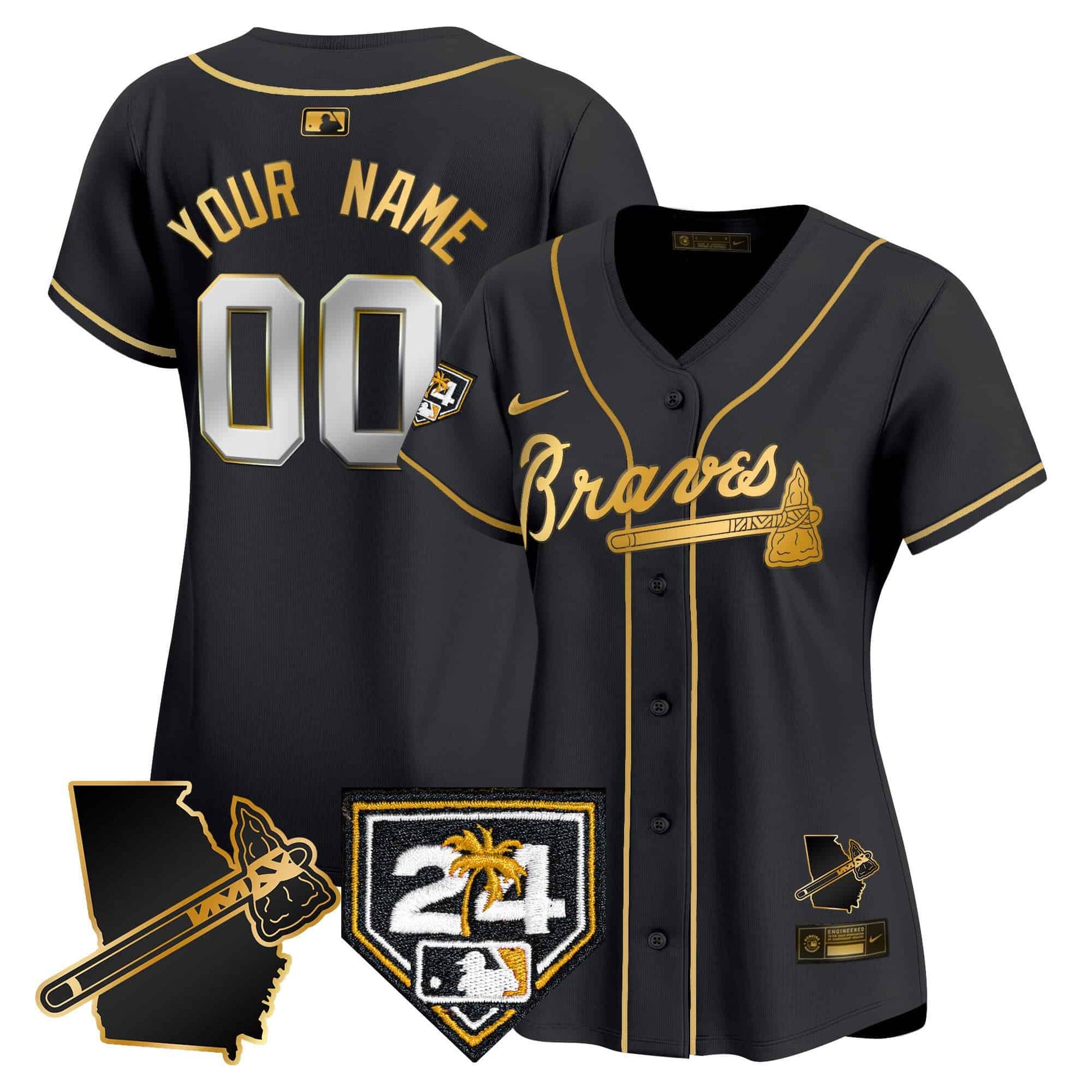 Atlanta Braves 2024 Spring Training & Georgia Patch Vapor Premier Elite Custom Jersey - All Stitched