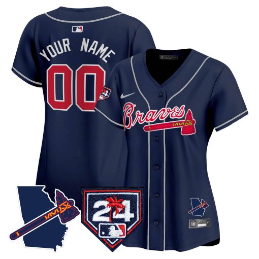Atlanta Braves 2024 Spring Training & Georgia Patch Vapor Premier Elite Custom Jersey - All Stitched