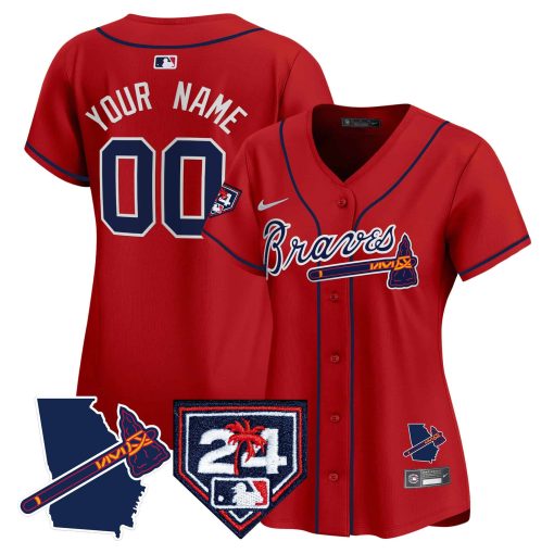 Atlanta Braves 2024 Spring Training & Georgia Patch Vapor Premier Elite Custom Jersey - All Stitched