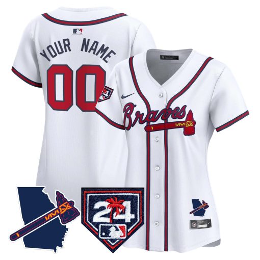 Atlanta Braves 2024 Spring Training & Georgia Patch Vapor Premier Elite Custom Jersey - All Stitched