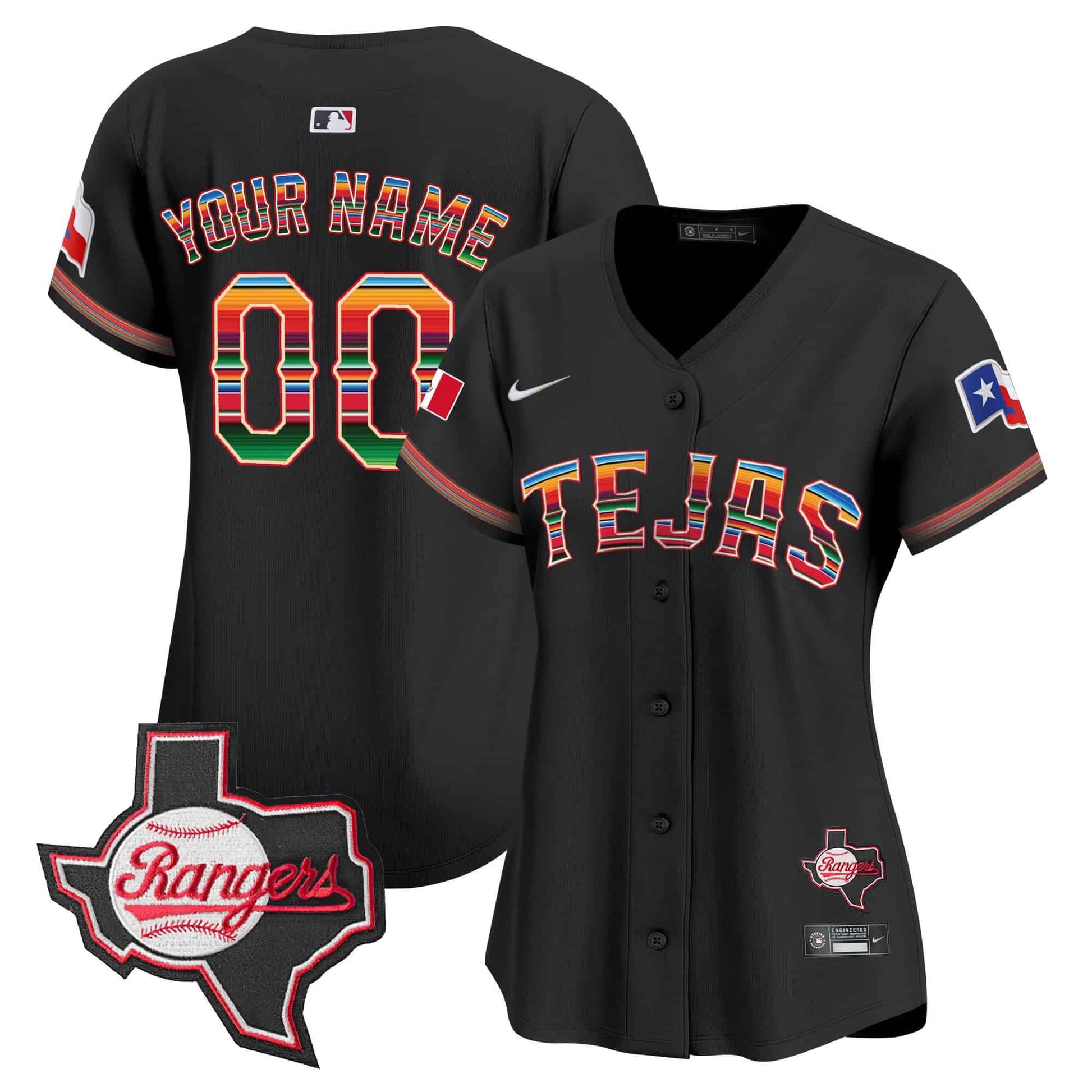 Texas Rangers Mexico Texas Patch Vapor Premier Limited Custom Jersey - All Stitched