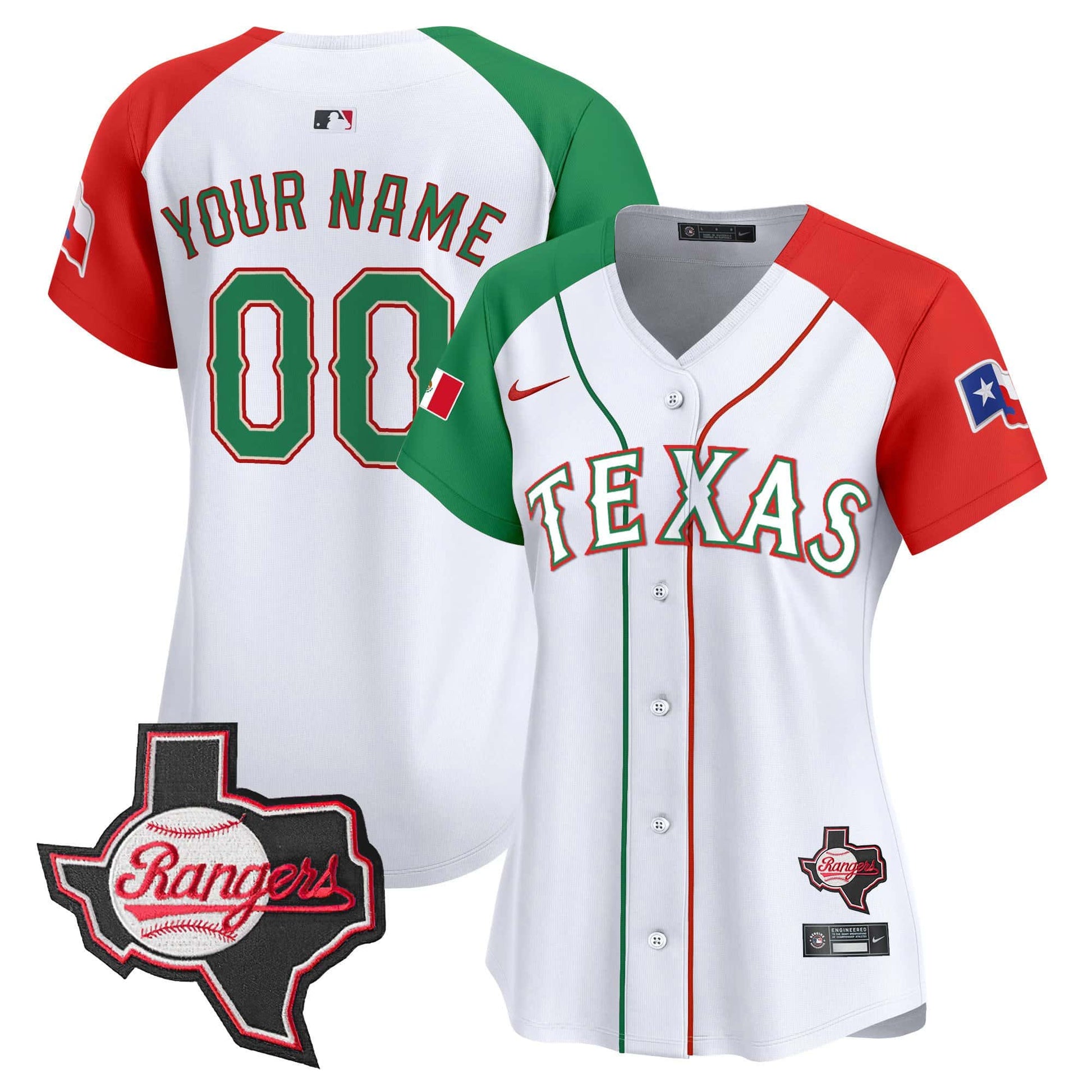 Texas Rangers Mexico Texas Patch Vapor Premier Limited Custom Jersey - All Stitched
