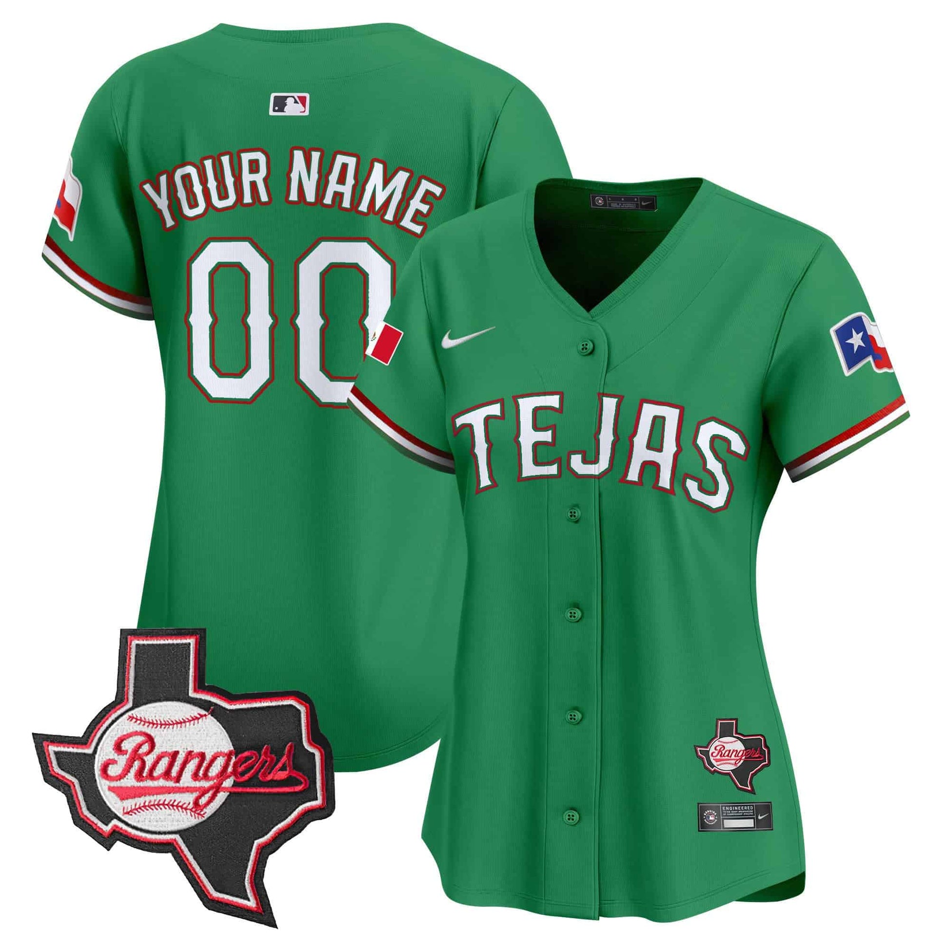 Texas Rangers Mexico Texas Patch Vapor Premier Limited Custom Jersey - All Stitched