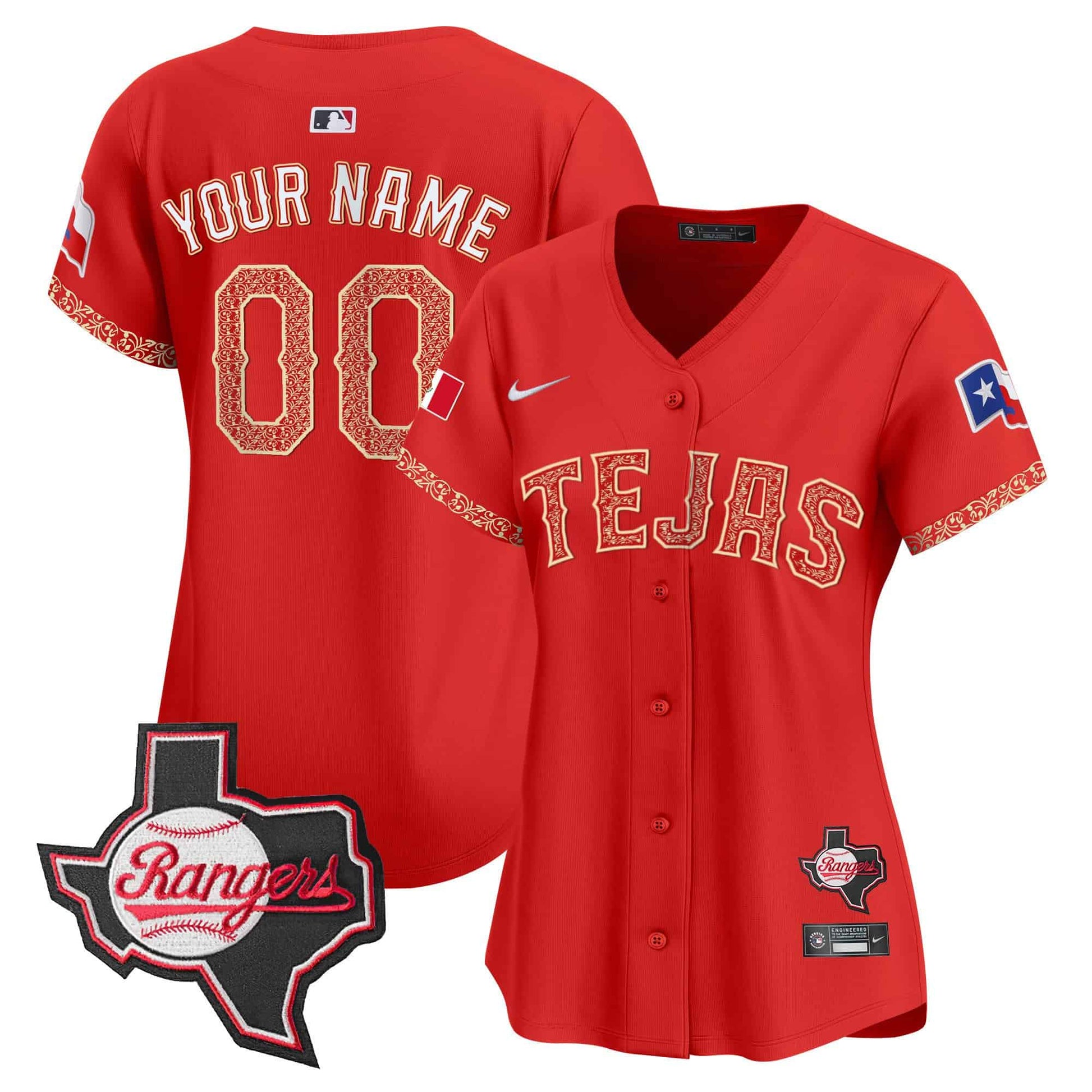 Texas Rangers Mexico Texas Patch Vapor Premier Limited Custom Jersey - All Stitched
