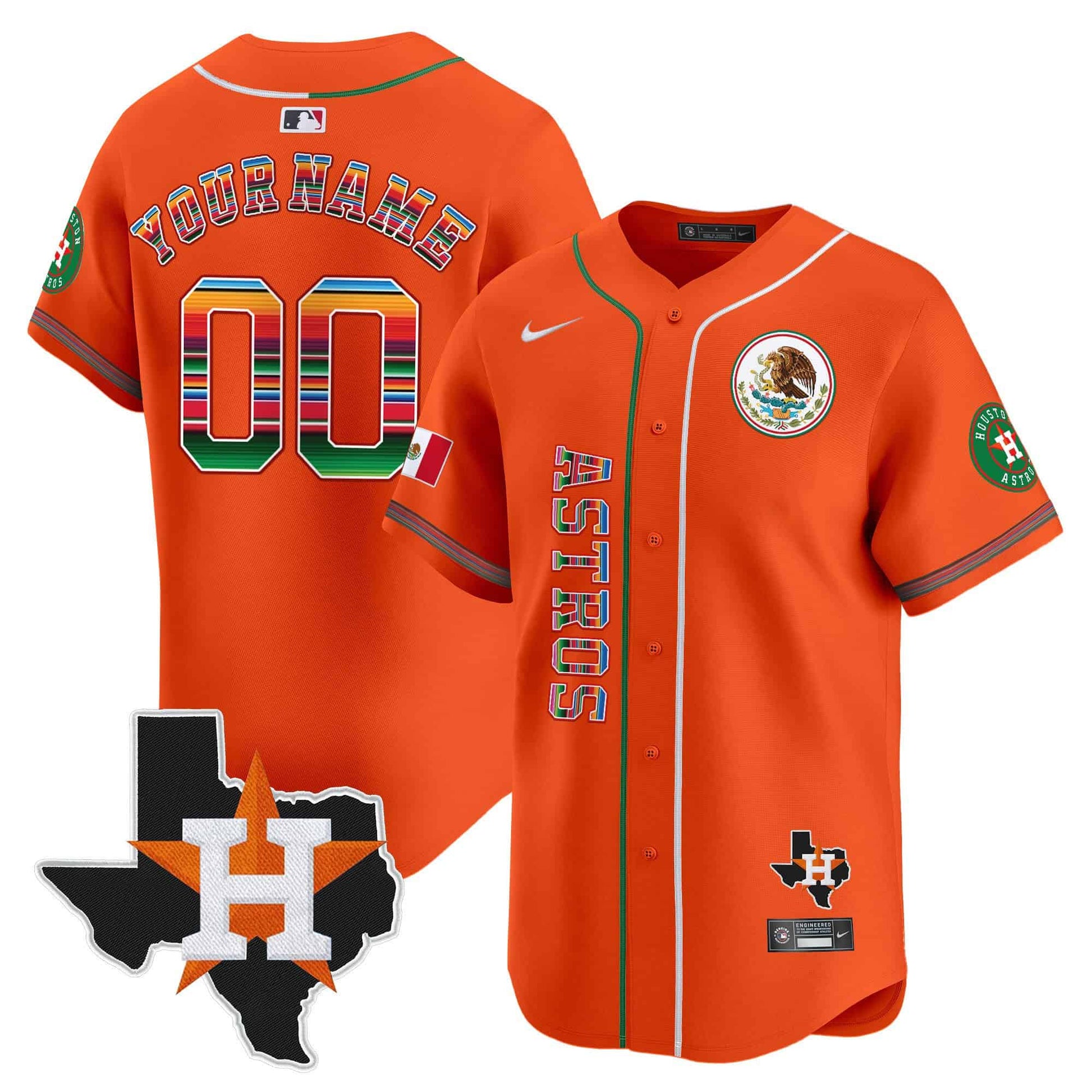 Houston Astros Mexico Vapor Premier Limited Custom Jersey V4 - All Stitched