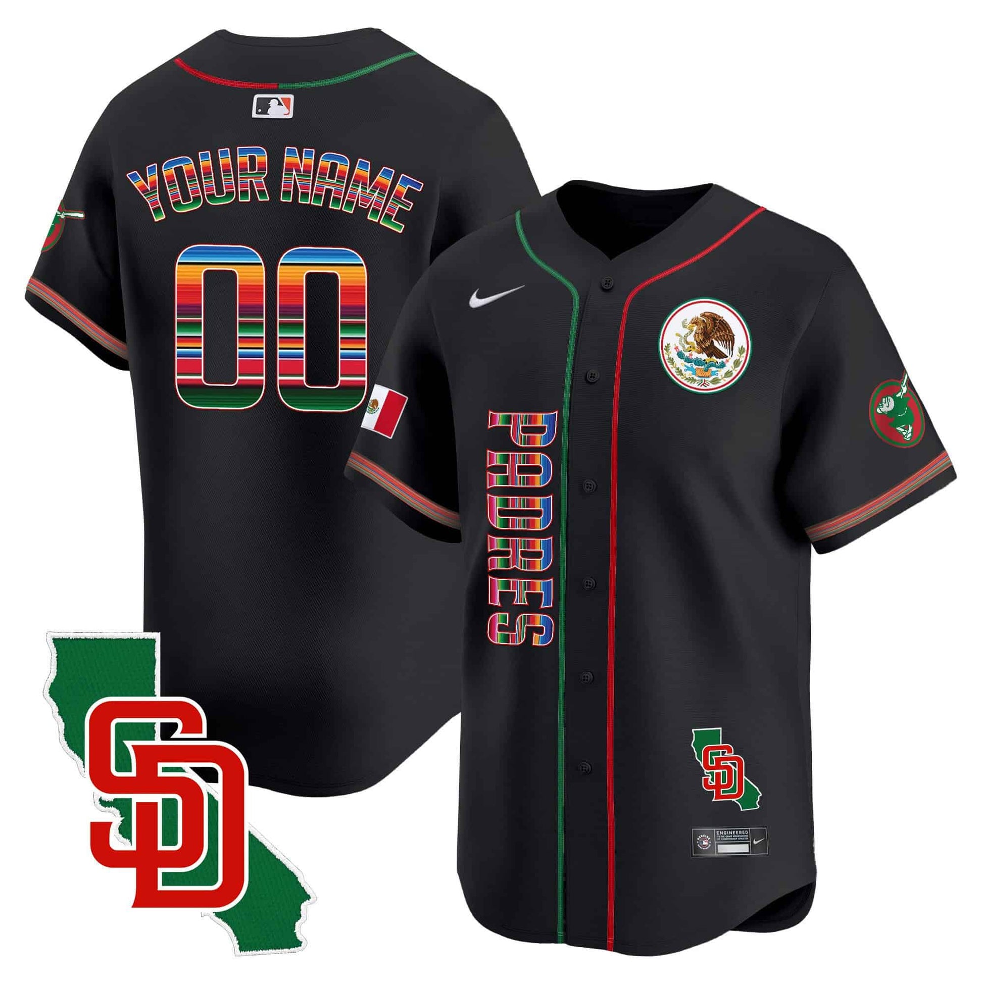 Padres Mexico California Patch Vapor Premier Limited Custom Jersey V2 – All Stitched