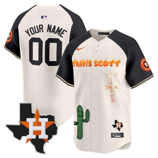 Houston Astros Cactus Jack Patch Vapor Premier Limited Custom Jersey V9 - Stitched