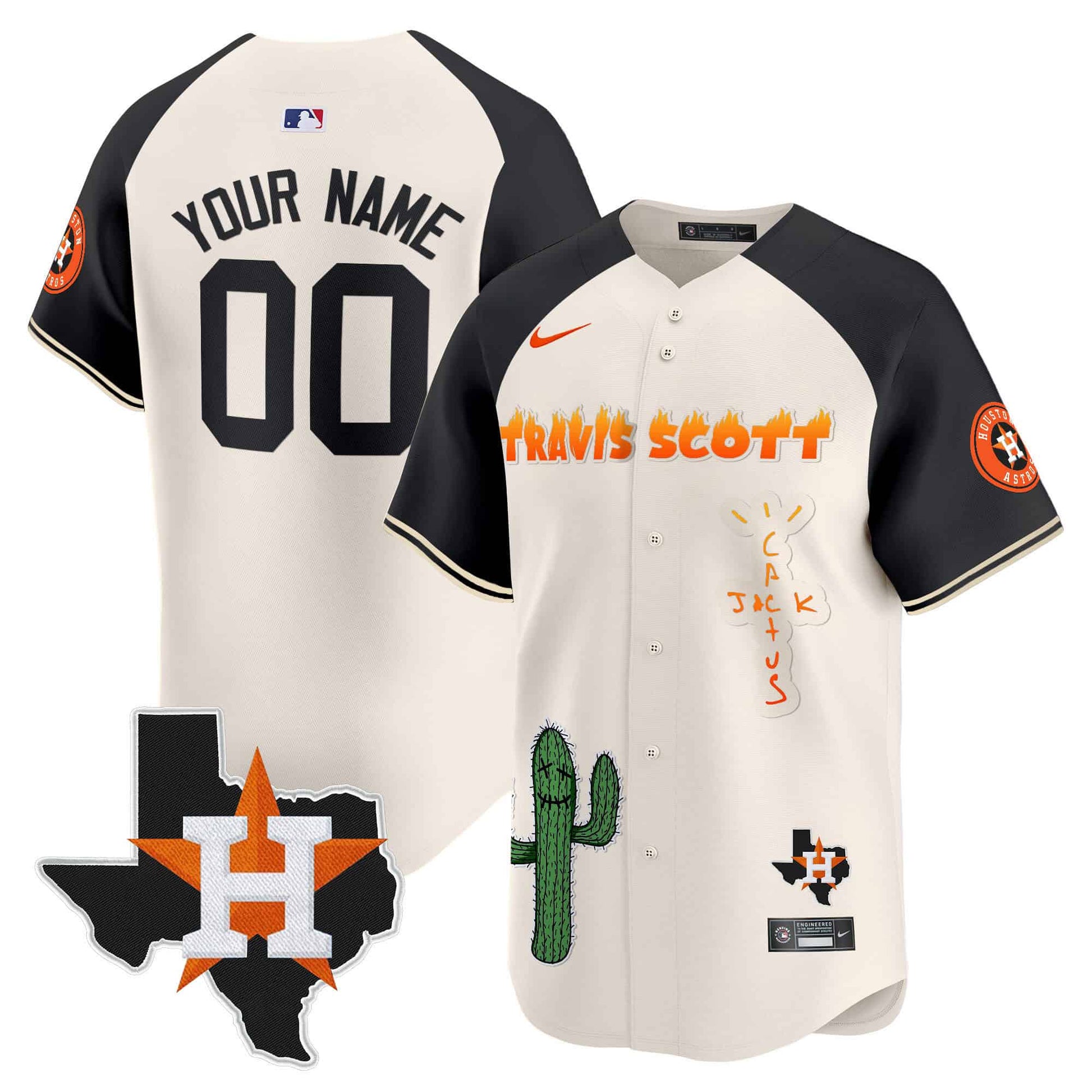 Houston Astros Cactus Jack Patch Vapor Premier Limited Custom Jersey V9 - Stitched