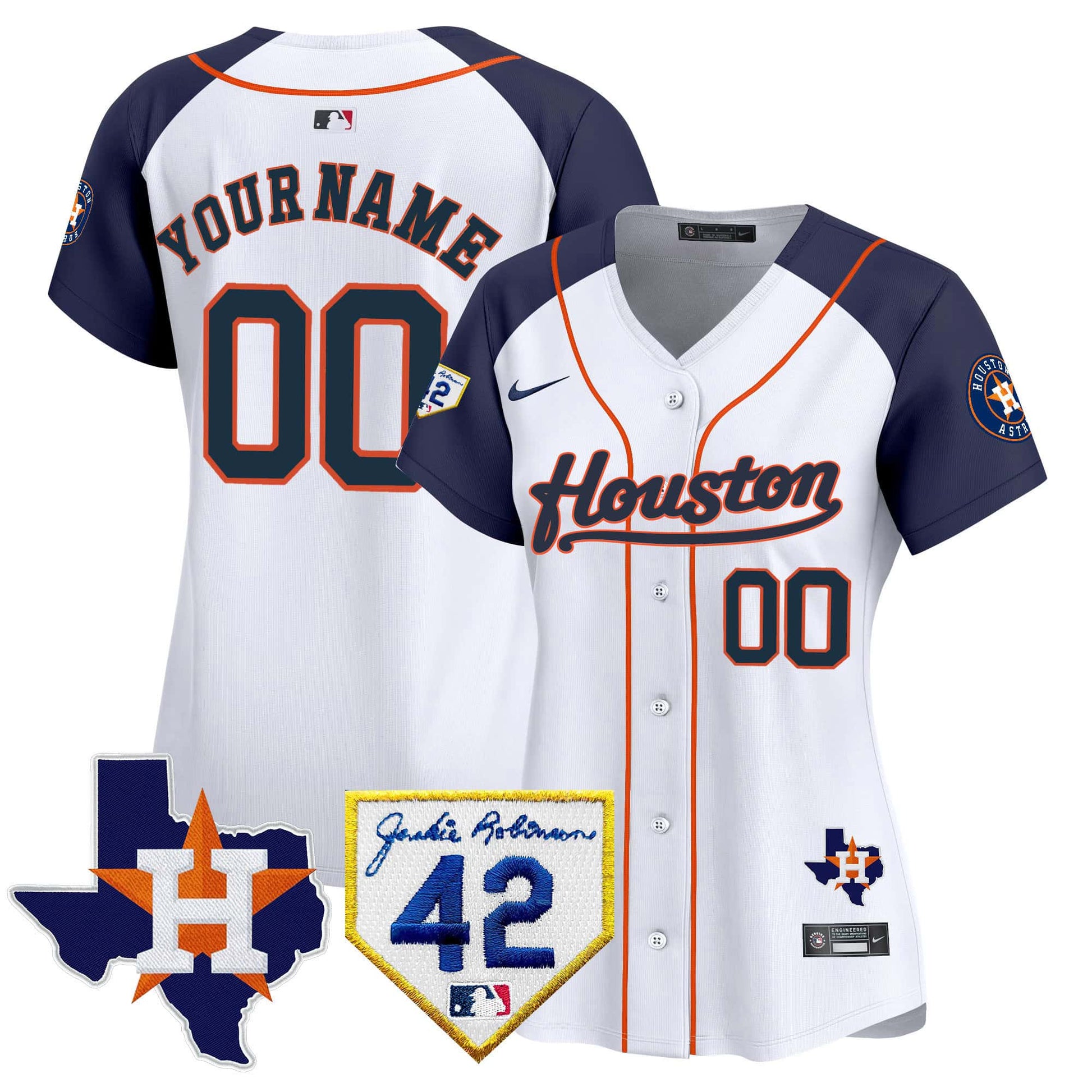 Houston Astros 2024 Jackie Robinson Patch Vapor Premier Limited Custom Jersey - All Stitched
