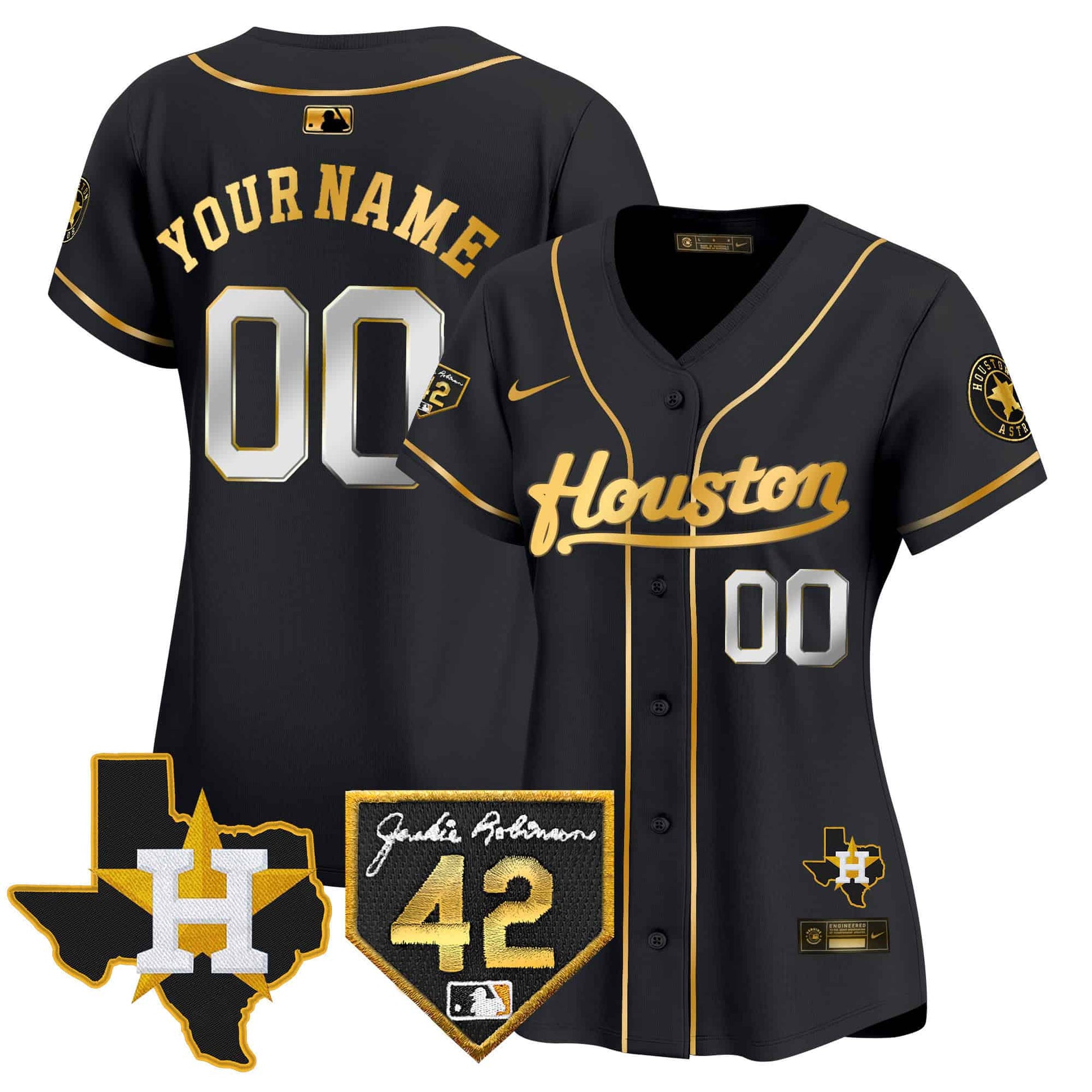 Houston Astros 2024 Jackie Robinson Patch Vapor Premier Limited Custom Jersey - All Stitched