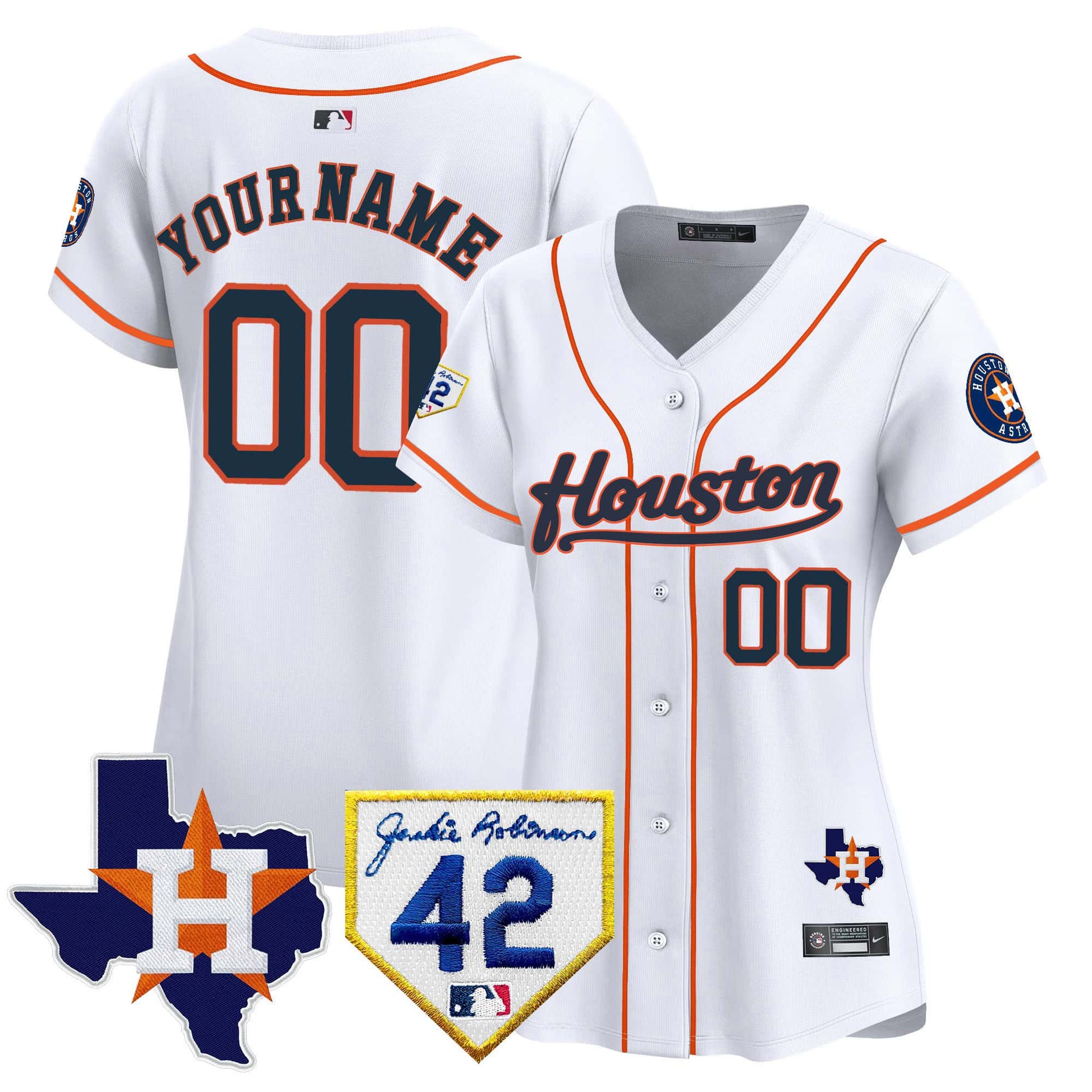 Houston Astros 2024 Jackie Robinson Patch Vapor Premier Limited Custom Jersey - All Stitched