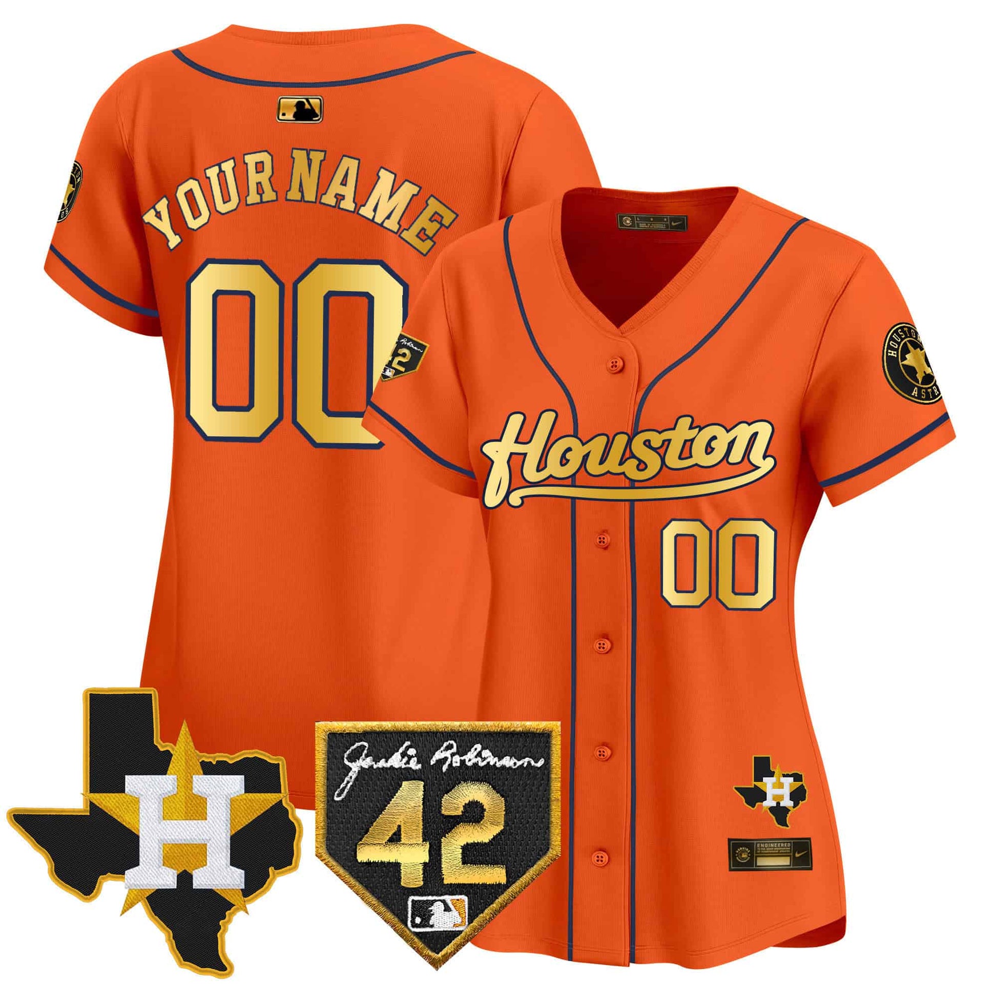 Houston Astros 2024 Jackie Robinson Patch Vapor Premier Limited Custom Jersey - All Stitched